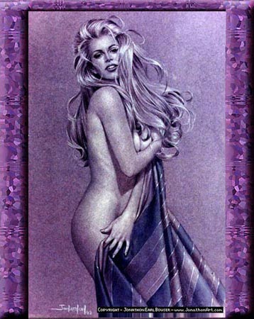 Framed Lady with a Purple Blanket