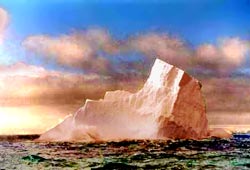 Iceberg in sunset