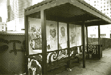 Metro bus shelter, painted by Michael Howell and Wes Browning