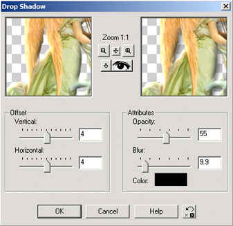 Shadow effect settings