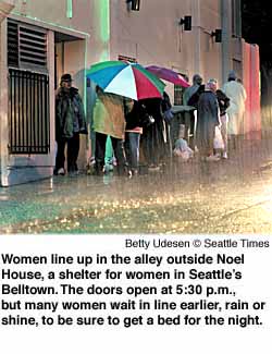 Waiting for Noel House shelter to open.