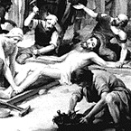 Jesus is nailed to the cross.