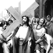 Jesus carries the cross.