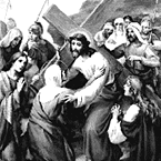 Jesus meets His mother.