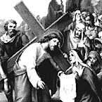 Veronica wipes the face of Jesus.